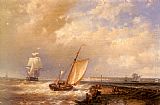 Famous Sea Paintings - A Dutch Pink Heading Out To Sea, With Shipping Beyond